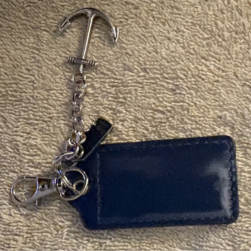 NOT FOR SALE Coach Navy/Metal bag tag with added fashion Anchor Charm and clasp - Picture 4 of 4